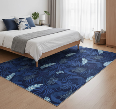 Blue maranta and panther bedroom vinyl rug - TenStickers
