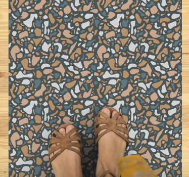 Brown and blue terrazzo texture rug - TenStickers