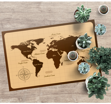 Brown and rustic  vinyl map rug - TenStickers