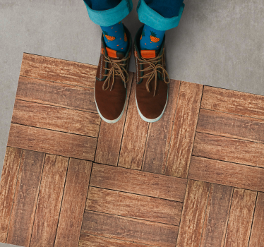 Brown cuadratic small planks pattern texture rug - TenStickers