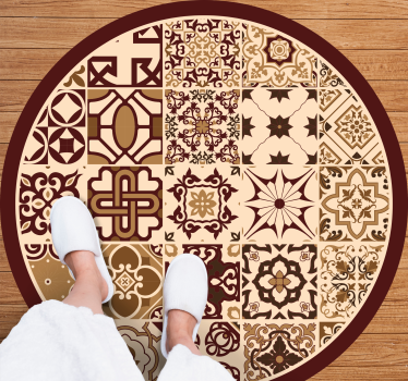 Brown spanish style tiles pattern bathroom vinyl flooring - TenStickers