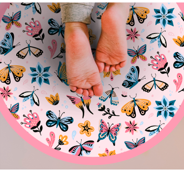 Butterflies and flowers for kids nature carpet - TenStickers