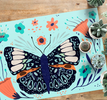 Butterflies and leafs nature carpet - TenStickers