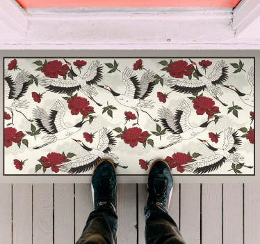 Calming earth tones bird pattern flower rug - TenStickers