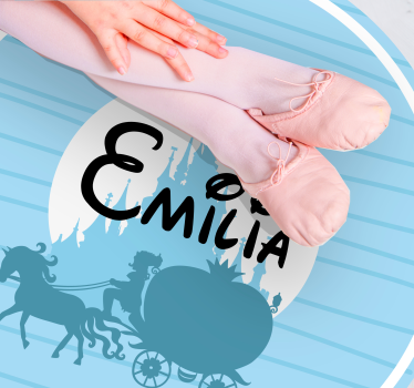Castle with  carriage and a horse personalised vinyl rug - TenStickers