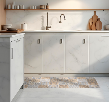 Cement "Arancioni" kitchen vinyl rug - TenStickers