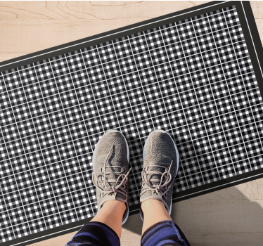 Checked grey pattern bedroom vinyl rug - TenStickers