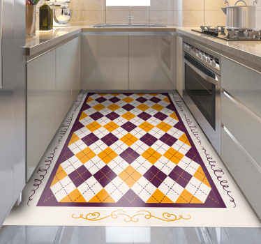 Checked vintage pattern kitchen flooring - TenStickers