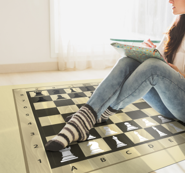 Chess board and pieces game vinyl rug - TenStickers