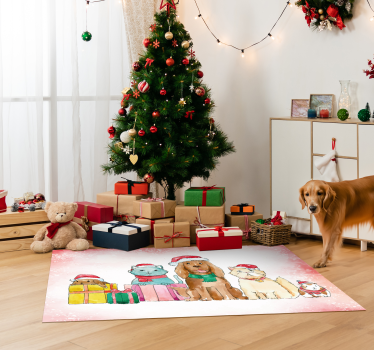 Cat and dog animal festive design vinyl floor carpet - TenStickers