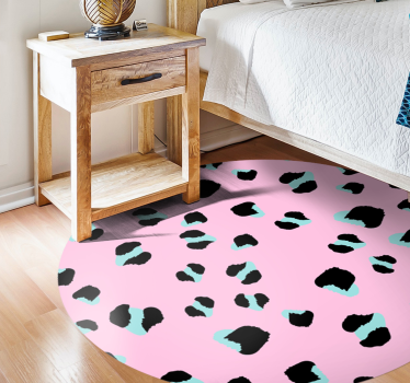 Circular pink leopard animal print carpet - TenStickers