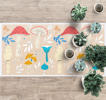 Classic mushrooms beige background flower rug - TenStickers