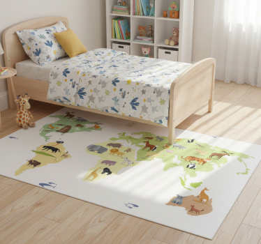 Colorful animals of the continents bedroom vinyl rug - TenStickers