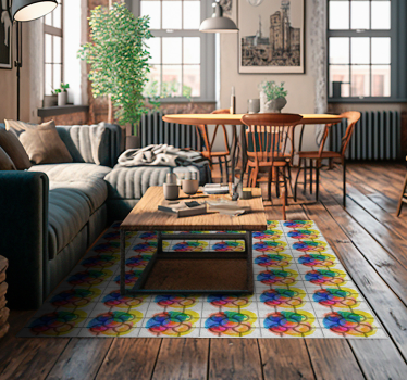 Colorful Bilbao street tiles vintage vinyl rug - TenStickers
