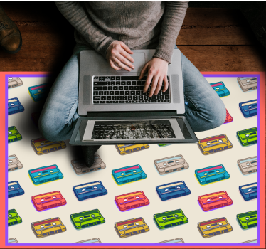 Colorful cassette tapes vintage vinyl rug - TenStickers