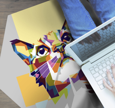 colorful cat hope animal mat - TenStickers