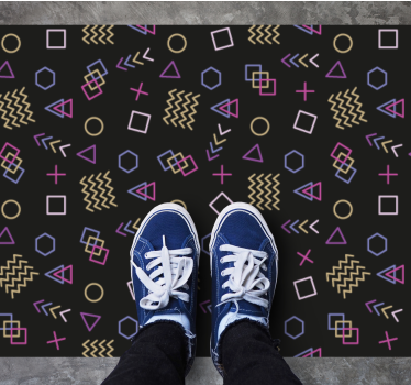 Colorful doodles 80s pattern retro rug - TenStickers