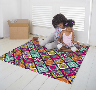 colorful floral tiles vinyl carpet - TenStickers