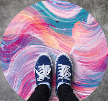 Colorful oil paint strokes circular mat - TenStickers