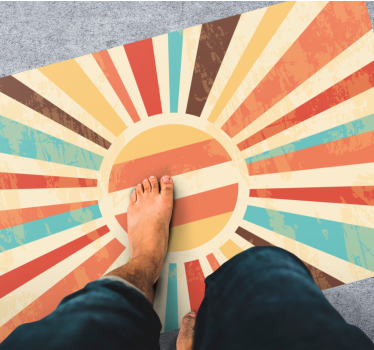 Colorful retro sun rays retro rug - TenStickers