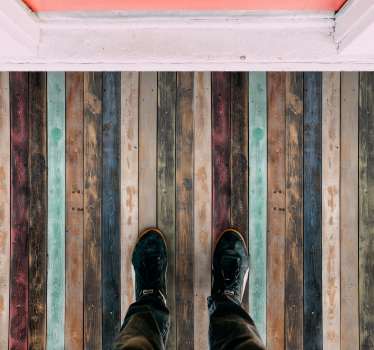 Colorful vertical planks wood effect vinyl flooring - TenStickers