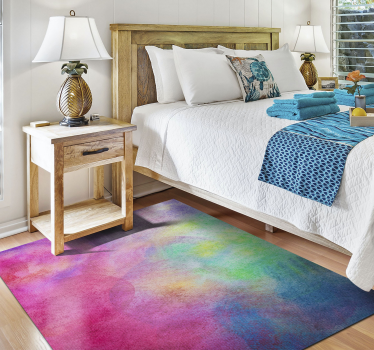 Colorful watercolor effect bedroom vinyl rug - TenStickers