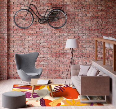 colourful leaves vinyl rug nature carpet - TenStickers