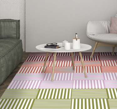Colourful Striped Squares geometric vinyl rug - TenStickers