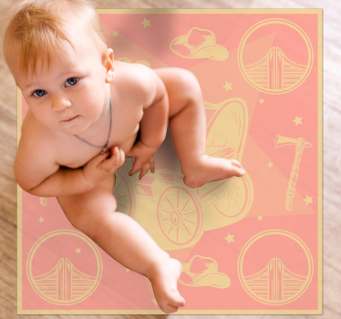 Cowboy Wagon kids room vinyl rug - TenStickers