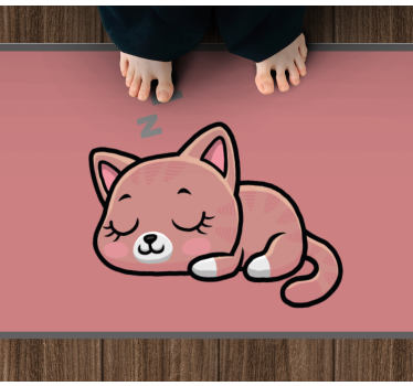 Cute cat sleeping cartoon  animal mat - TenStickers