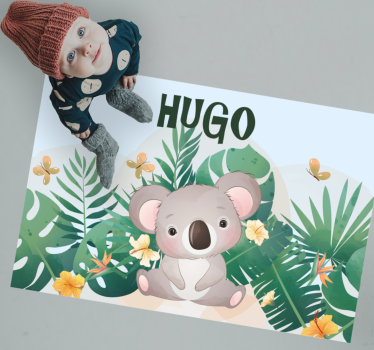 Cute koala for boy with name baby mat - TenStickers
