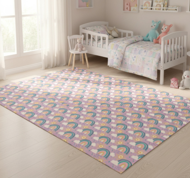 Cute sun and rainbow pattern bedroom vinyl rug - TenStickers