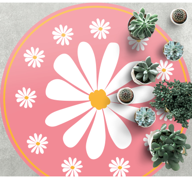 Daisy flower pink background flower rug - TenStickers