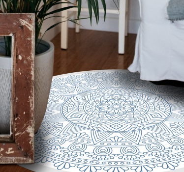 Dark blue and white mandala mat - TenStickers