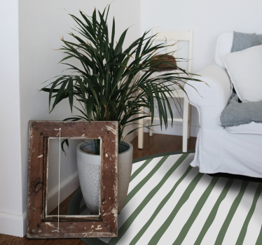 Dark Green Striped nordic vinyl rugs - TenStickers