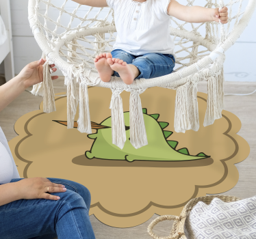 Dinosaur cartoon sitting breathing fire kids vinyl carpet - TenStickers