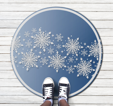 elegant blue and white vinylrugs Christmas rug - TenStickers