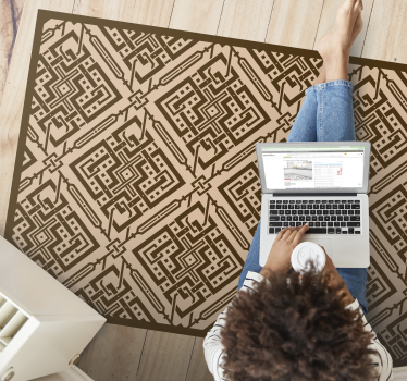 Elegant geometric element living room vinyl rug - TenStickers