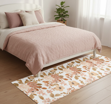 Elegant pink pastel flowers bedroom vinyl rug - TenStickers