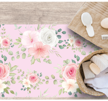 Elegant roses pattern in pink flower rug - TenStickers