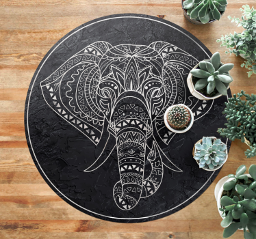 elephant shaped marble texture mandala mat - TenStickers