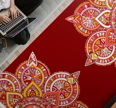 Ethnic red mandala ethnic style rugs - TenStickers