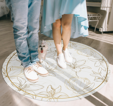 Floral Circle Pattern flower vinyl rug - TenStickers