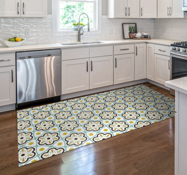 Floral inspired pattern tile vinyl carpet - TenStickers