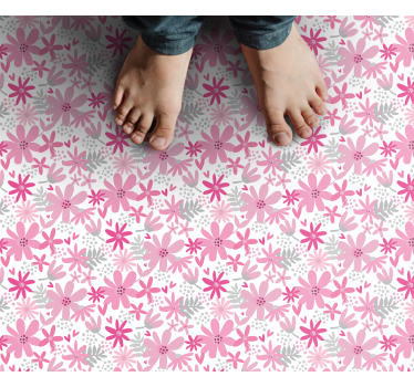 Flowerprint 'Yambo' Pink flower rug - TenStickers