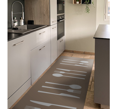 Fork knife and spoon kitchen mat - TenStickers