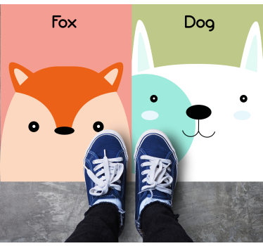 Fox and dog outside animal mat - TenStickers