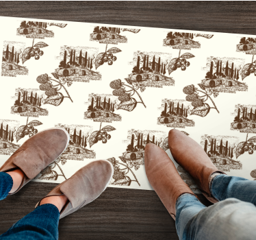 French Provincial country life  flower rug - TenStickers