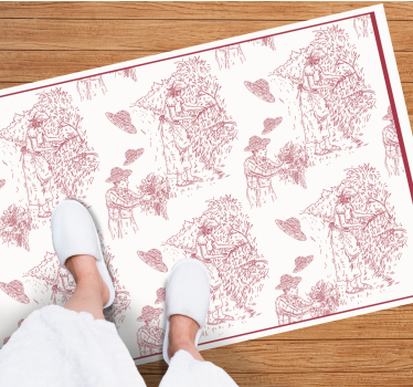 Pastoral Scene Toile Pattern vintage vinyl rug - TenStickers