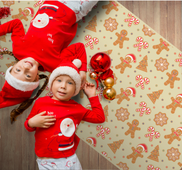 Gingerbread Santa Claus pattern Christmas rug - TenStickers